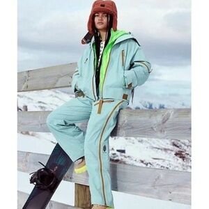 Free People Movement Women’s Zephyr Ski Shell Pants Mint Combo, size L